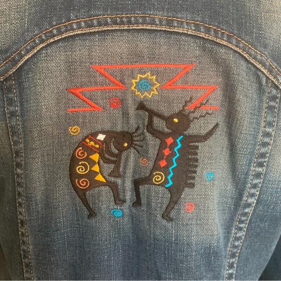 GAP Denim Jean Jacket Southwest Embroidered Native American Indian Art - Picture 5 of 13